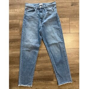 Hudson Jeans Kass Stella High Rise Straight Leg‎ Frayed Hem Light Wash